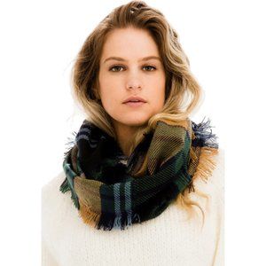 Plaid Infinity Scarf - Green/Navy